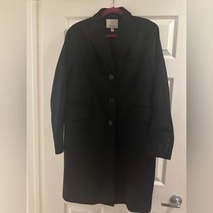 Faconnable Women’s Classic Black Long Coat/Jacket L
